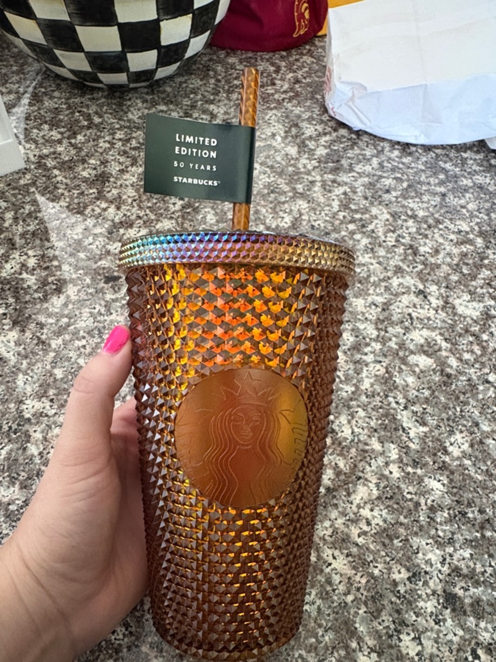 Starbucks Amber Iridescent Studded Tumbler with Holographic Lid